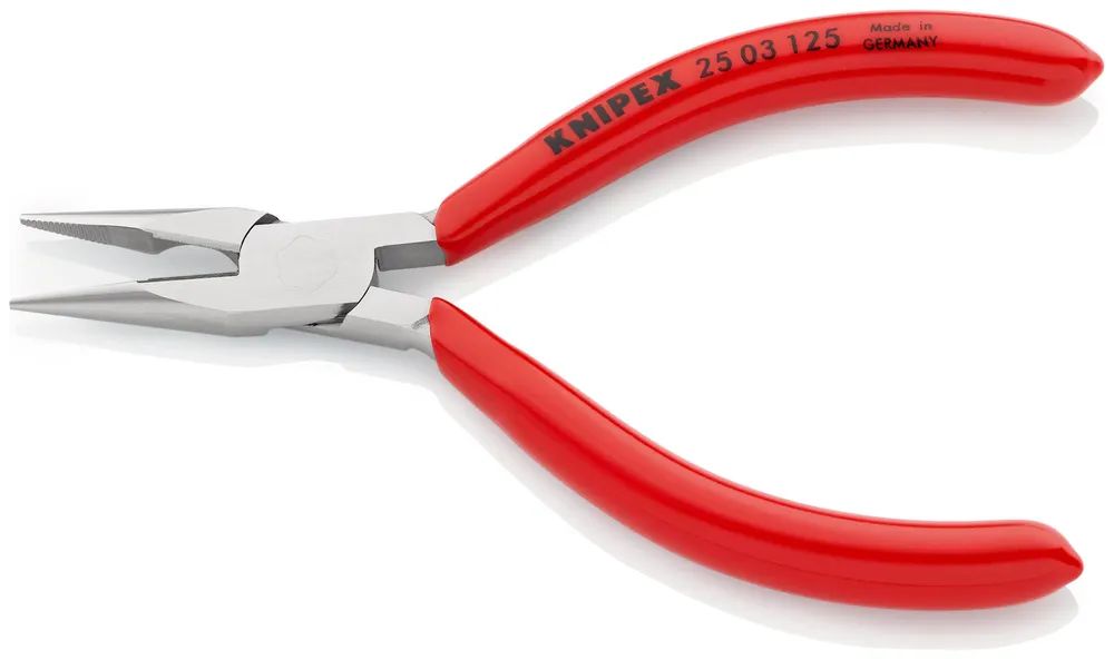 KNIPEX Flachrundzange mit Schneide (Radiozange) mit Kunststoff überzogen verchromt 125 mm