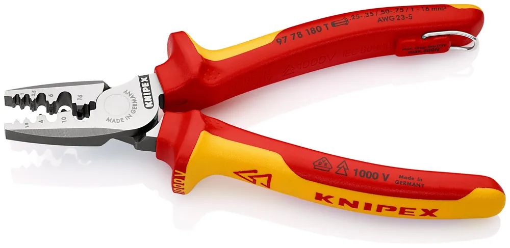 KNIPEX Crimpzange für Aderendhülsen isoliert mit 2K-Hüllen 180 mm