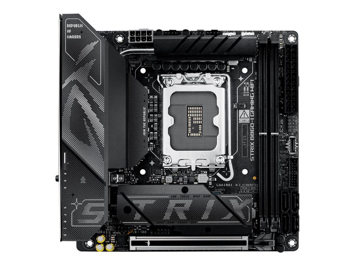 ASUS ROG STRIX B860-I GAMING WIFI - Motherboard - Mini-ITX - LGA1851-Sockel - B860 Chipsatz - USB4, USB 3.2 Gen 2, USB-C 3.2 Gen 2x2, USB 3.2 Gen 1 - Wi-Fi 7, 2.5 Gigabit LAN, Bluetooth - Onboard-Grafik (CPU erforderlich)
