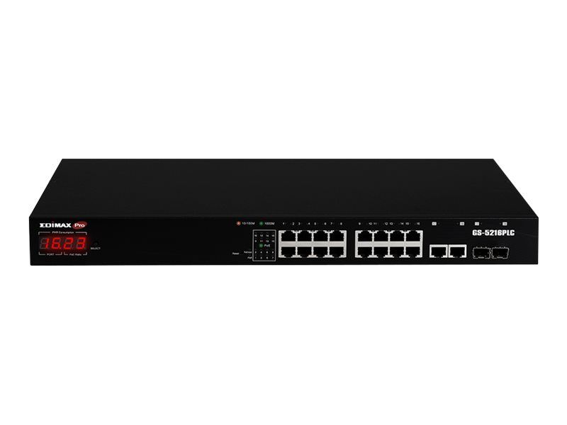 Edimax GS-5216PLC - Switch - Smart - 16 x 10/100/1000 + 2 x Combo Gigabit SFP/RJ-45 (Uplink)
