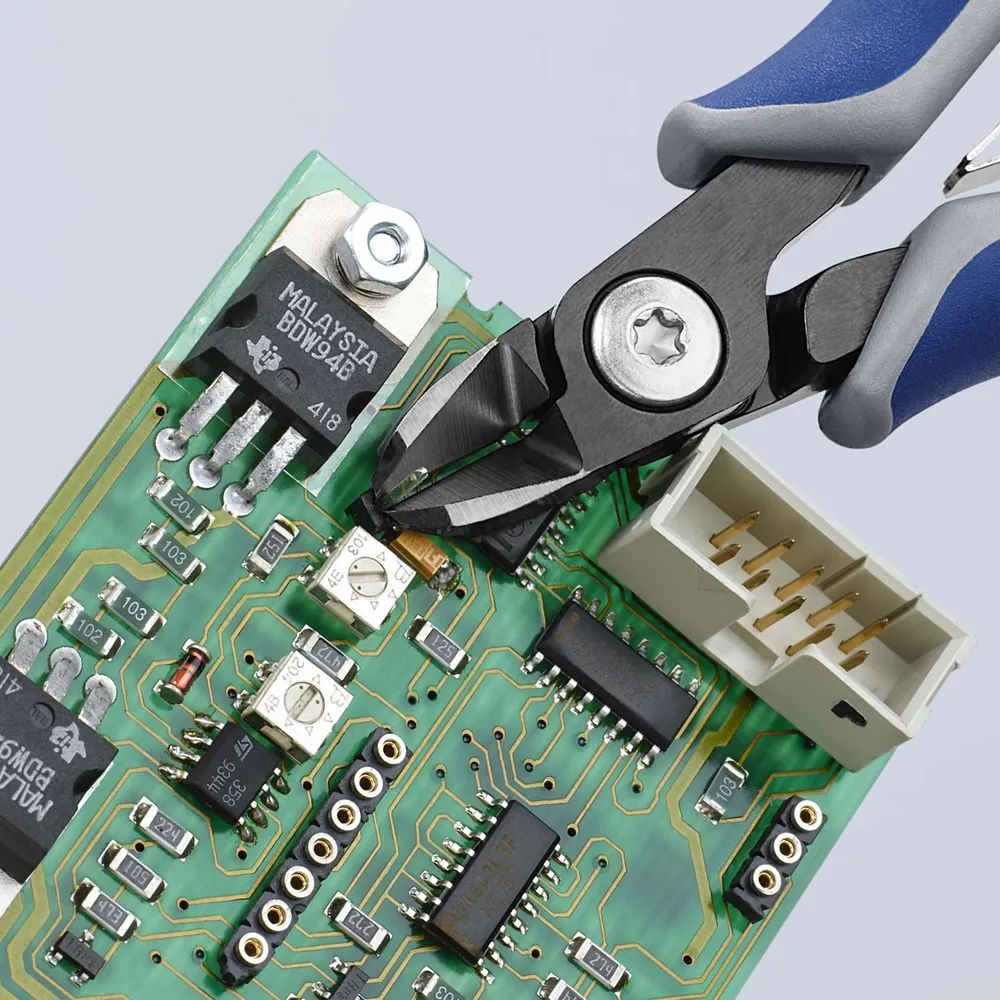 KNIPEX Präzisions-Elektronik-Seitenschneider mit Mehrkomponenten-Hüllen brüniert 125 mm