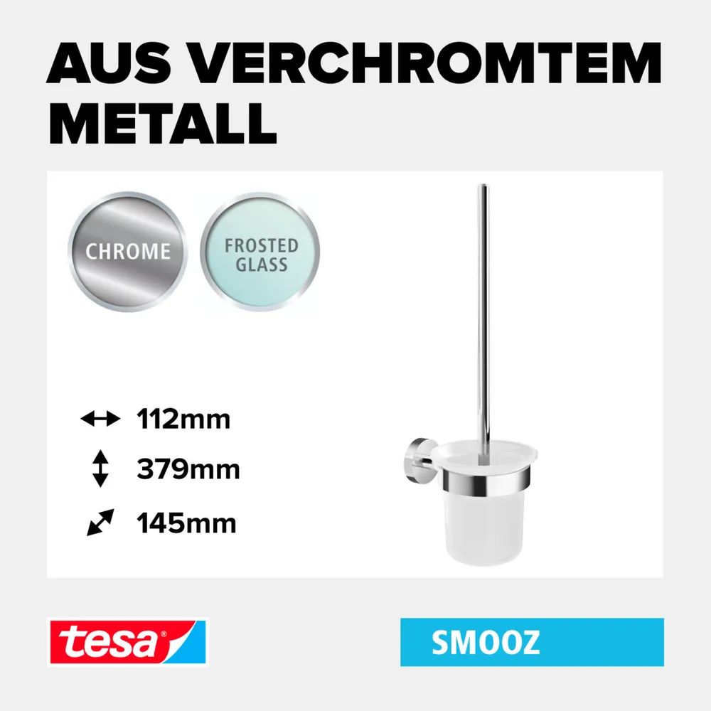 tesa® SMOOZ WC-Garnitur, satiniertes Glas, ohne Bohren