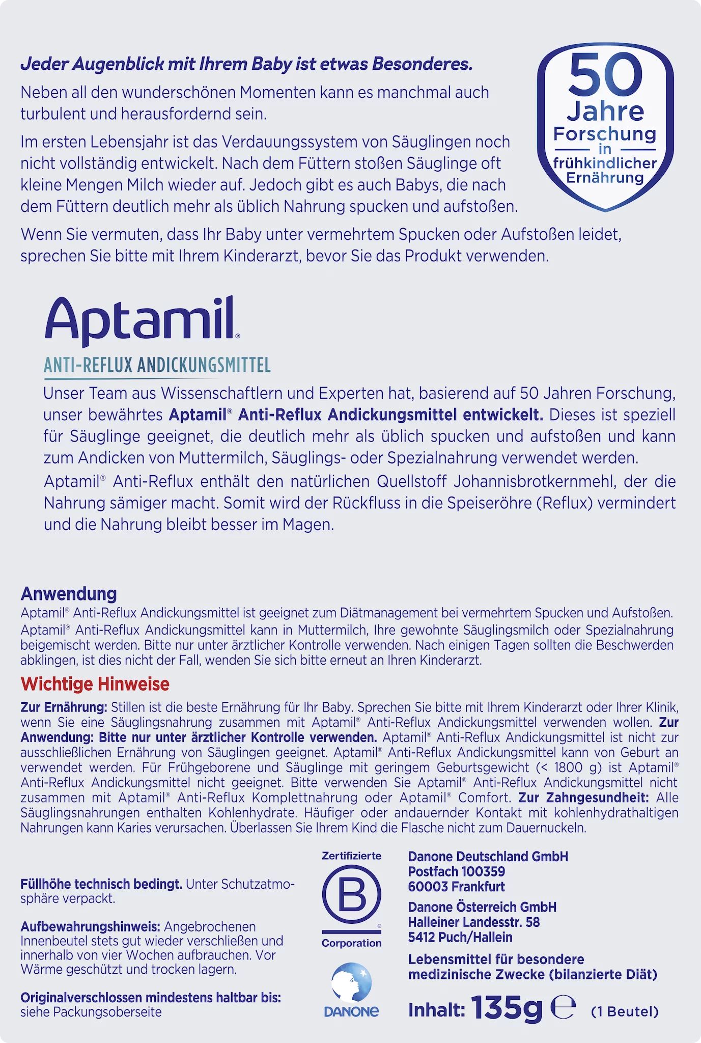 Aptamil Anit-Reflux Andickungsmittel 135g