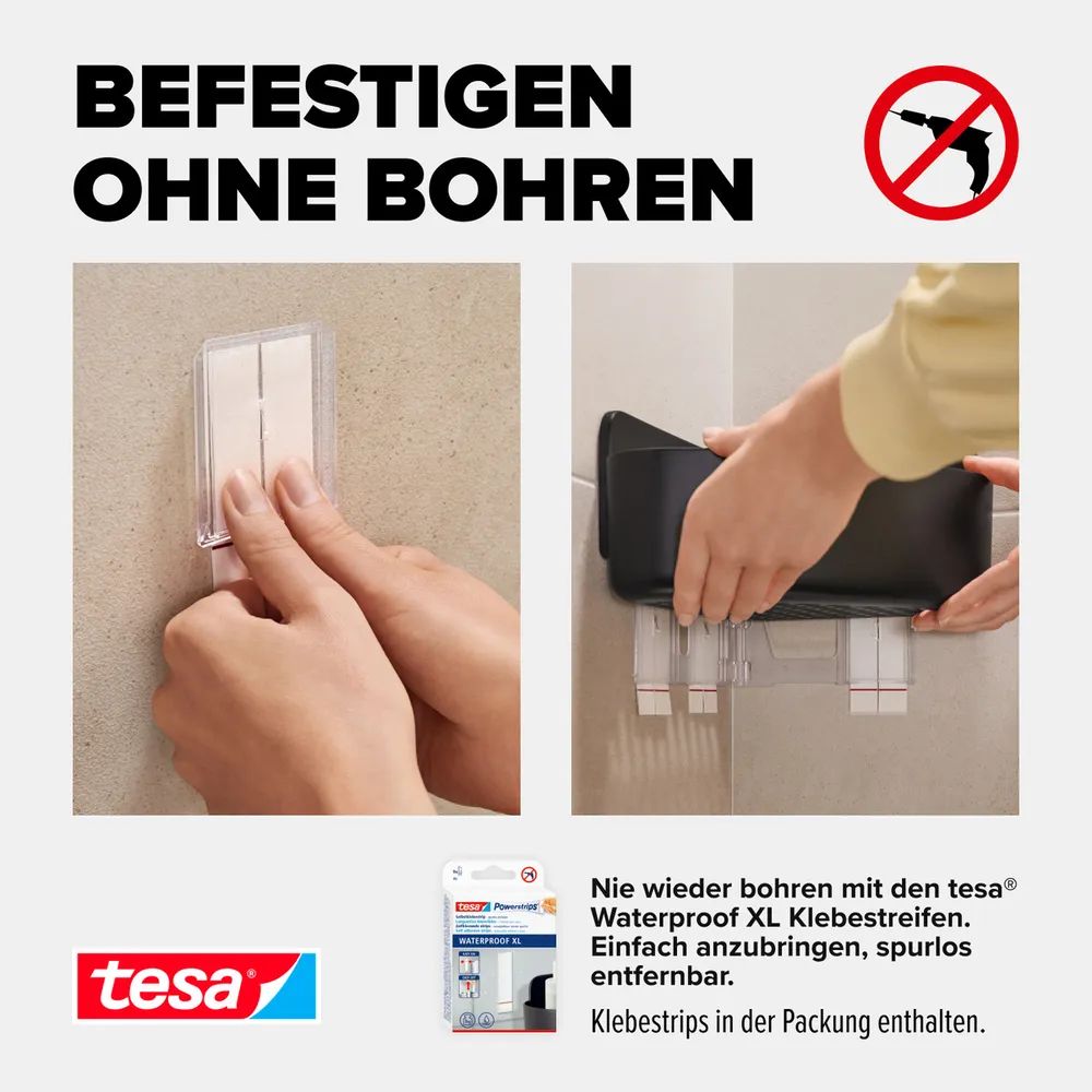 tesa® LAVAA Eck-Duschkorb, Edelstahl, Badaccessoire