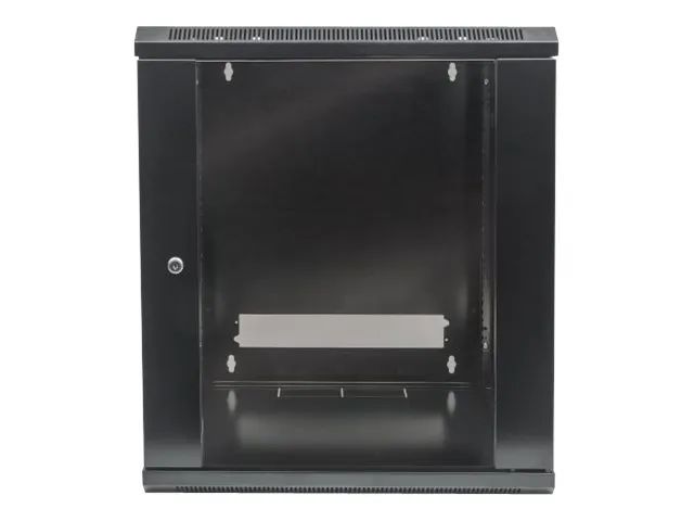 Intellinet Network Cabinet, Wall Mount (Standard), 12U, Usable Depth 260mm/Width 510mm, Black, Flatpack, Max 60kg, Metal & Glass Door, Back Panel, Removeable Sides,Suitable also for use on desk or floor, 19",Parts for wall install (eg screws/rawl plu