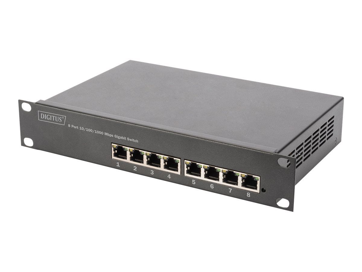 DIGITUS 8-Port Gigabit PoE Netzwerkswitch, 10 Zoll, L2 managed, 80 W, af/at