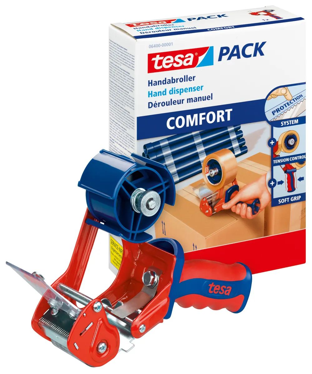 Tesa 6400 - Abroller - Pistolengriff - Rot, Blau