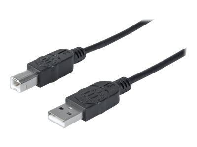 Manhattan USB-A to USB-B Cable, 1.8m, Male to Male, Black, 480 Mbps (USB 2.0)