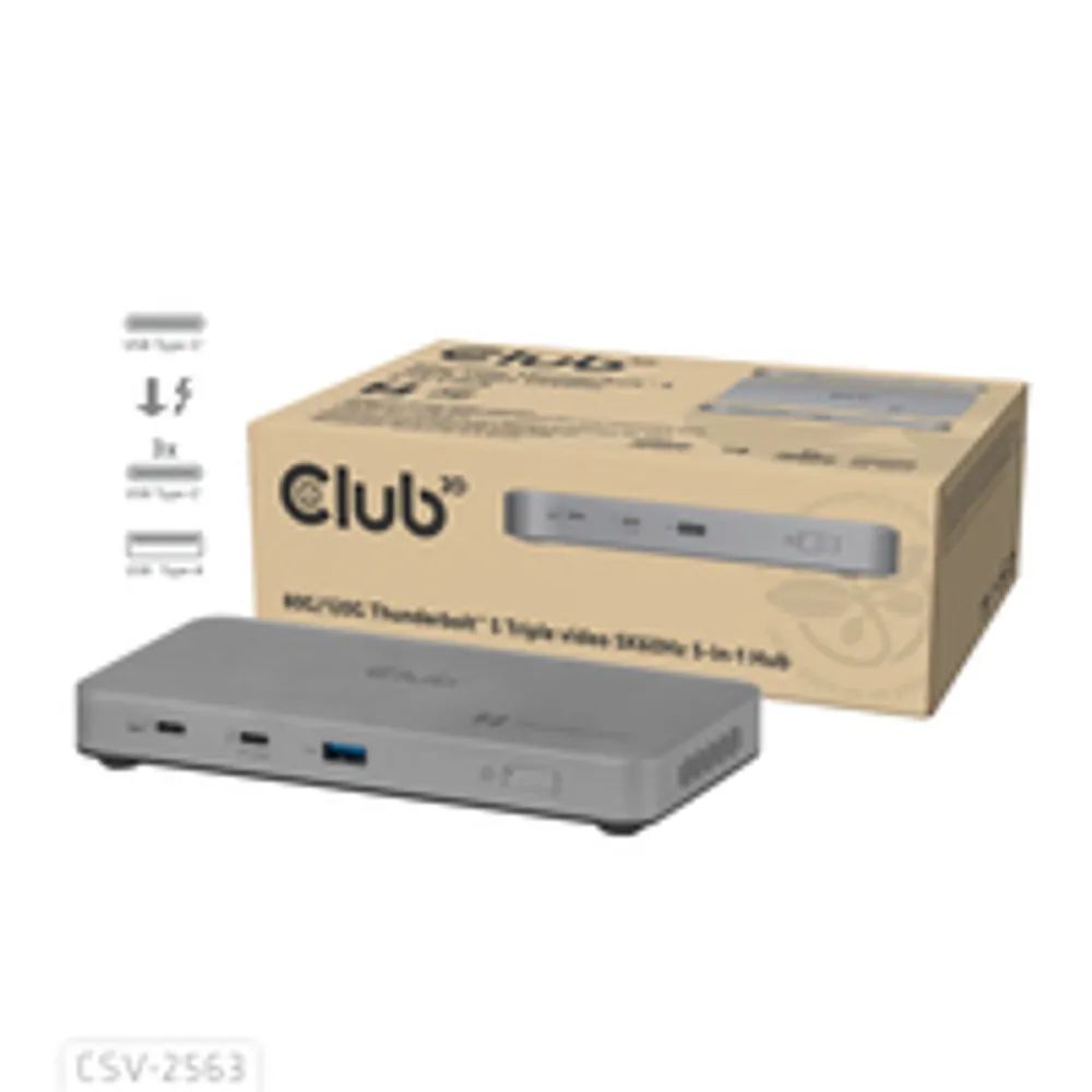 Club 3D Dockingstation - 5-1 Thunderbolt 5 Hub Triple Video 5K60Hz Share