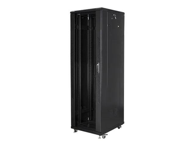 Lanberg FF01 series V2 - Schrank Netzwerkschrank - flat pack, LCD, with mesh door, 600x1000 - mit 6 Ventilatoren - freistehend - RAL 9004, Schwarz - 42HE - 48.3 cm (19")