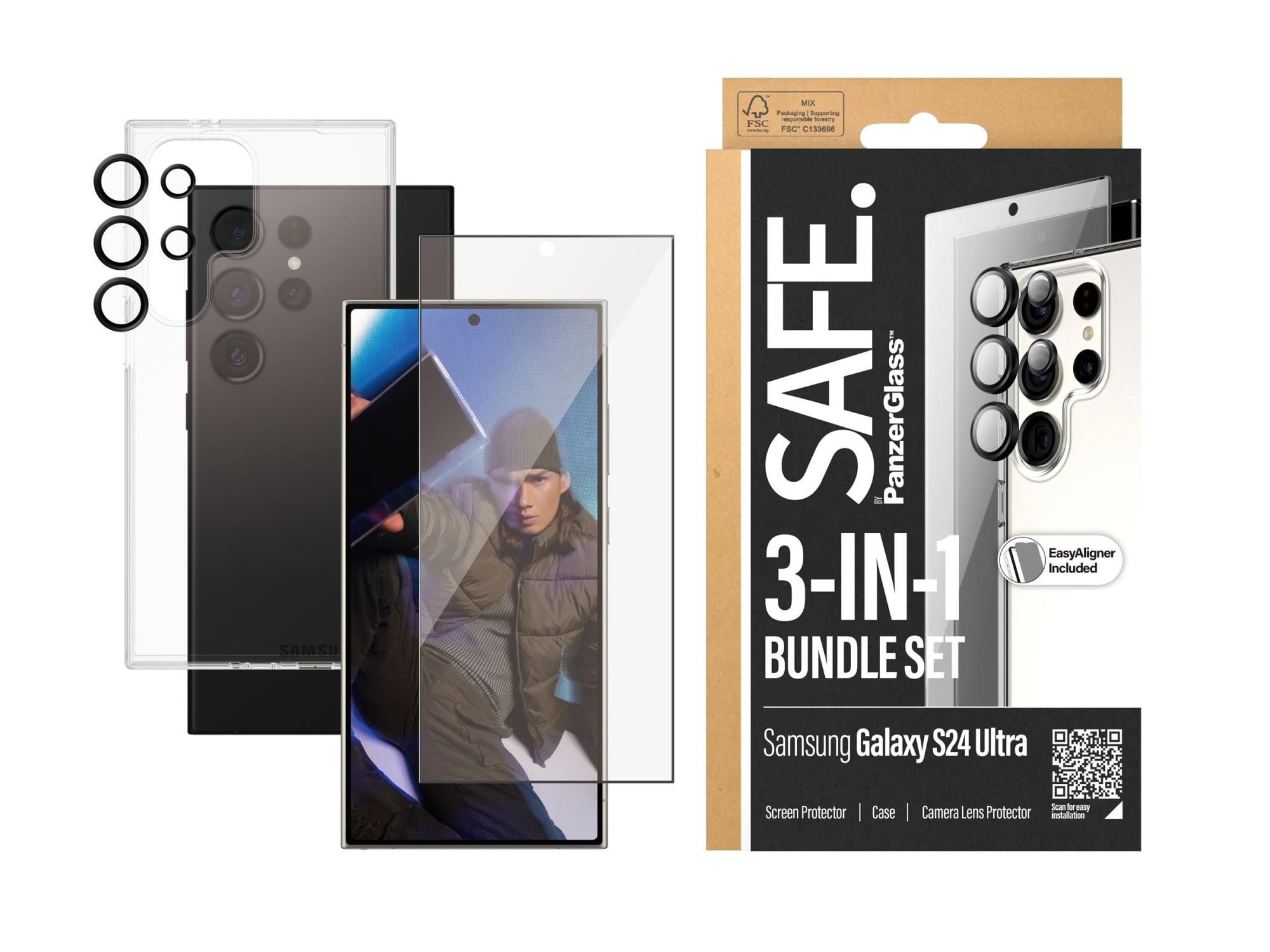 PanzerGlass SAFE. by PanzerGlass - 3-in-1 Pack - hintere Abdeckung für Mobiltelefon - Thermoplastisches Polyurethan (TPU)
