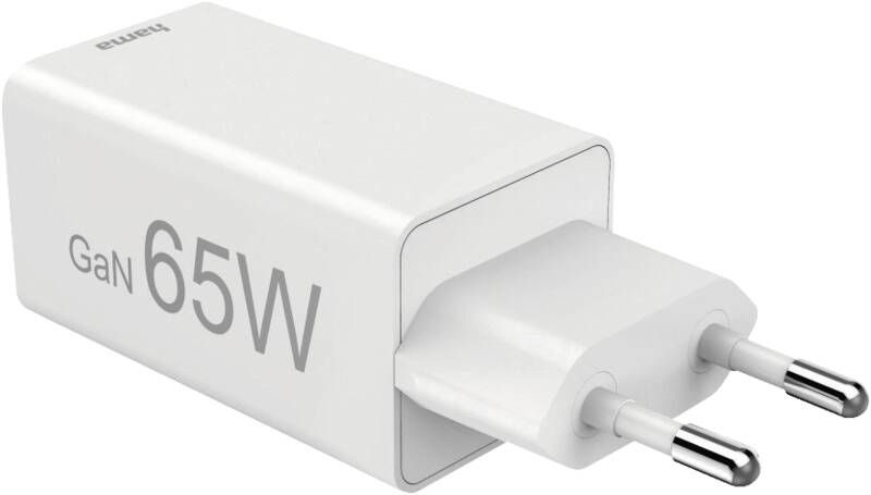 Hama 125142 Mini-Lader, GaN, 2 USB-C+1 A, 65W