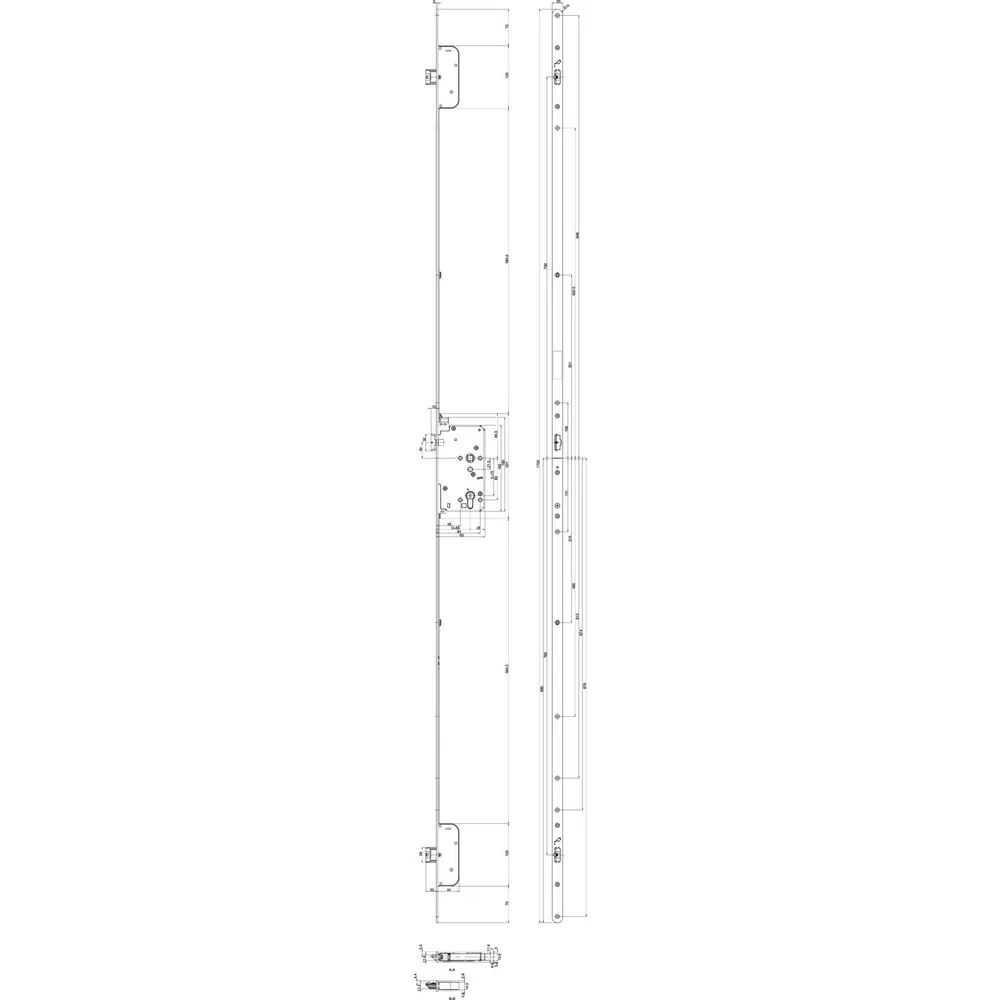 BKS Fluchttür-Mehrfachverriegelung 2119 2-flg. Funktion E, links, rund, Edelstahl