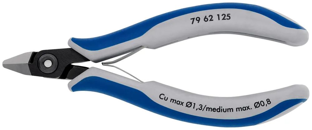 KNIPEX 79 62 125 Präzisions-Elektronik-Seitenschneider mit Mehrkomponenten-Hüllen brüniert 125 mm