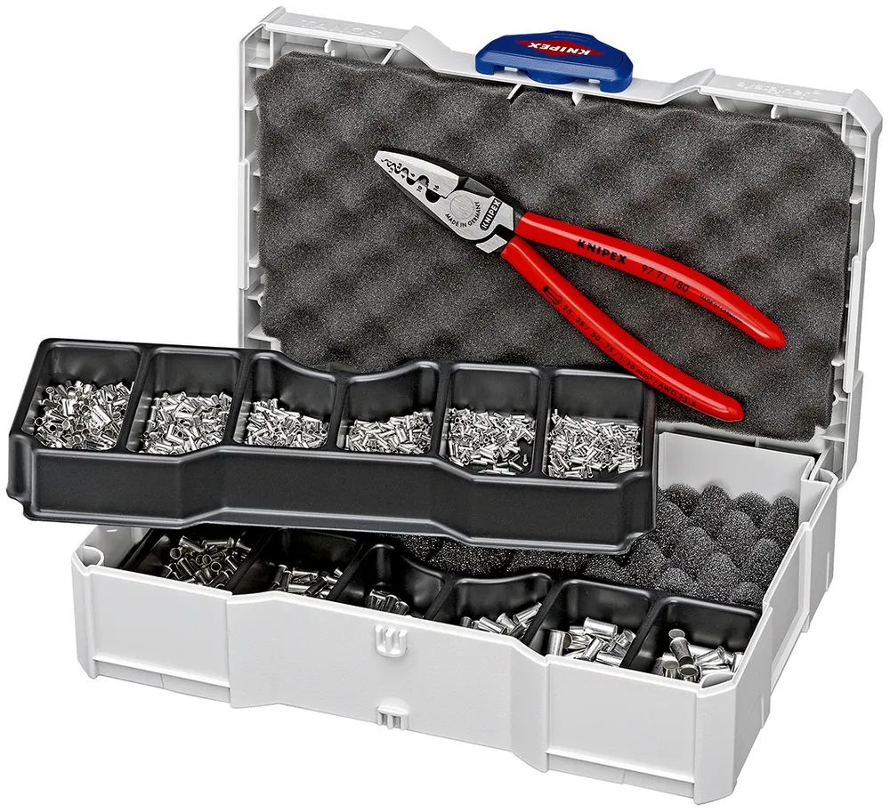 KNIPEX Crimp-Sortiment für Aderendhülsen 1 x 97 71 180, 9 x Aderendhülsen-Sets 265 mm
