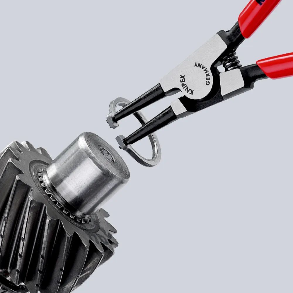 KNIPEX Sicherungsringzange für Außenringe auf Wellen mit Kunststoff überzogen schwarz atramentiert 140 mm