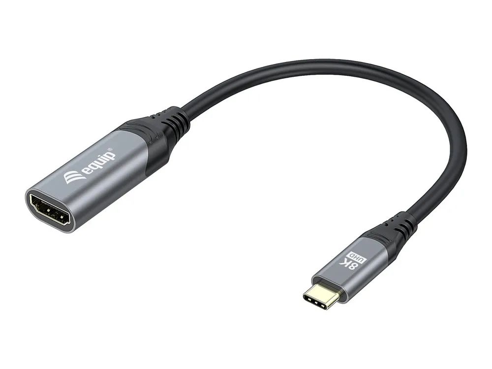 Equip Adapterkabel - 24 pin USB-C männlich zu HDMI weiblich - 15 cm - Grau - 1080p-Unterstützung, unterstützt 8K UHD (7680 x 4320)