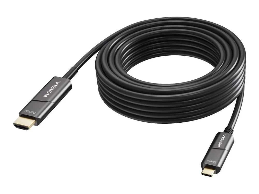 TECH DATA VISION - Adapterkabel - USB-C männlich zu HDMI männlich - 15 m - Glasfaser - Schwarz - Unterstützung für 4K60Hz (3840 x 2160)