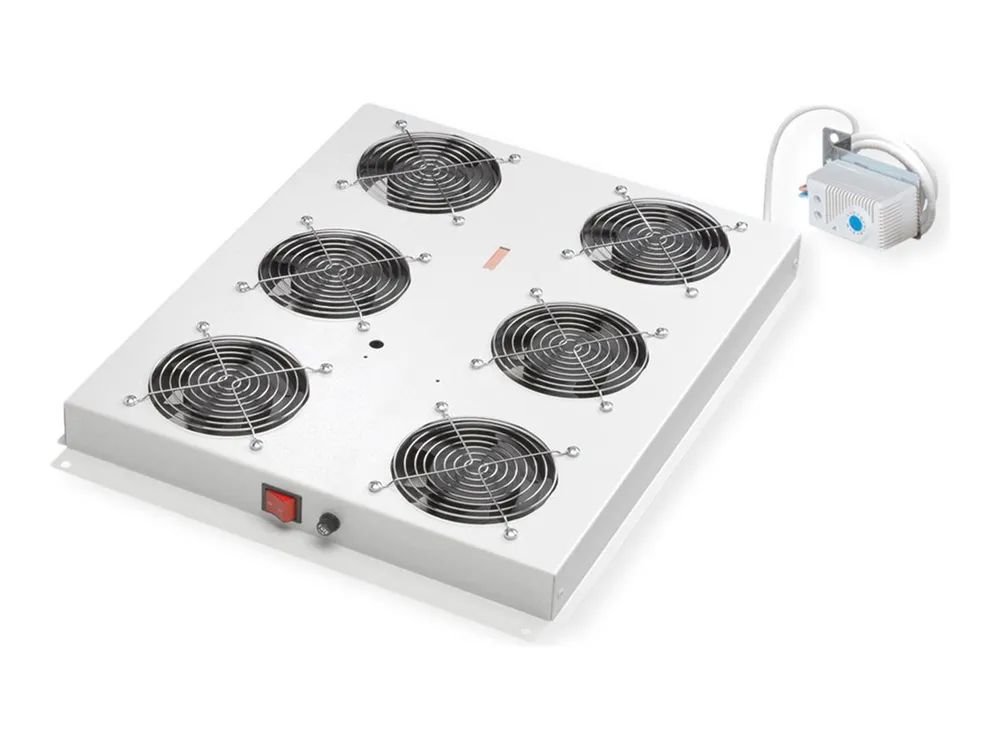ROLINE Rack-Lüfter - 6 Lüfter mit Thermostat - auf Dach montierbar - Hellgrau, RAL 7035 - 48.3 cm (19")