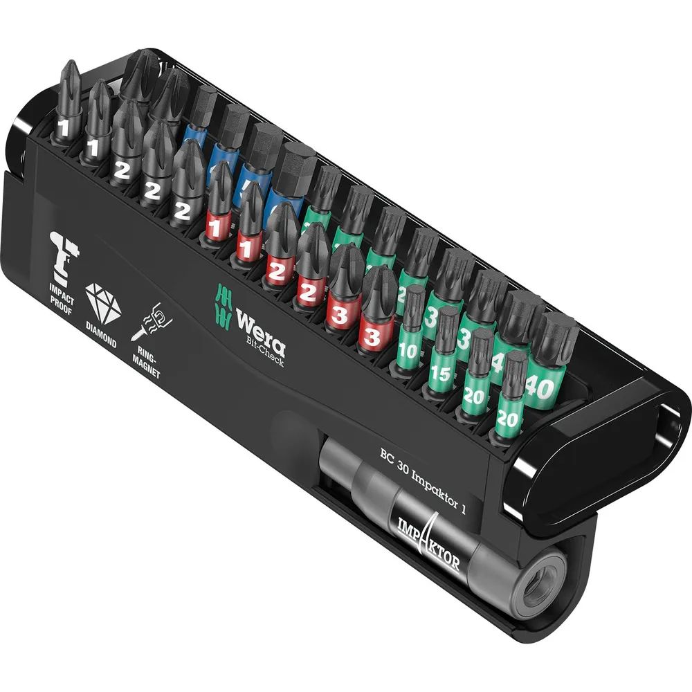 WERA Bit-Check 30 Impaktor 1 Phillips/ Pozidriv/Torx® /ISK 30-teilig
