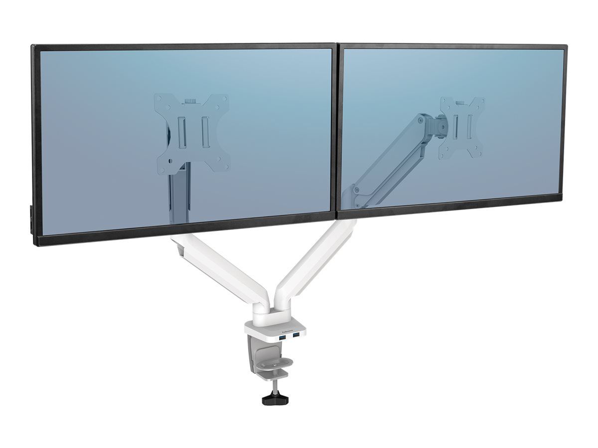 Fellowes Platinum Series - Befestigungskit - einstellbarer Doppelarm - für 2 Monitore - Aluminium - weiß - Bildschirmgröße: bis zu 68,6 cm (bis zu 27 Zoll)