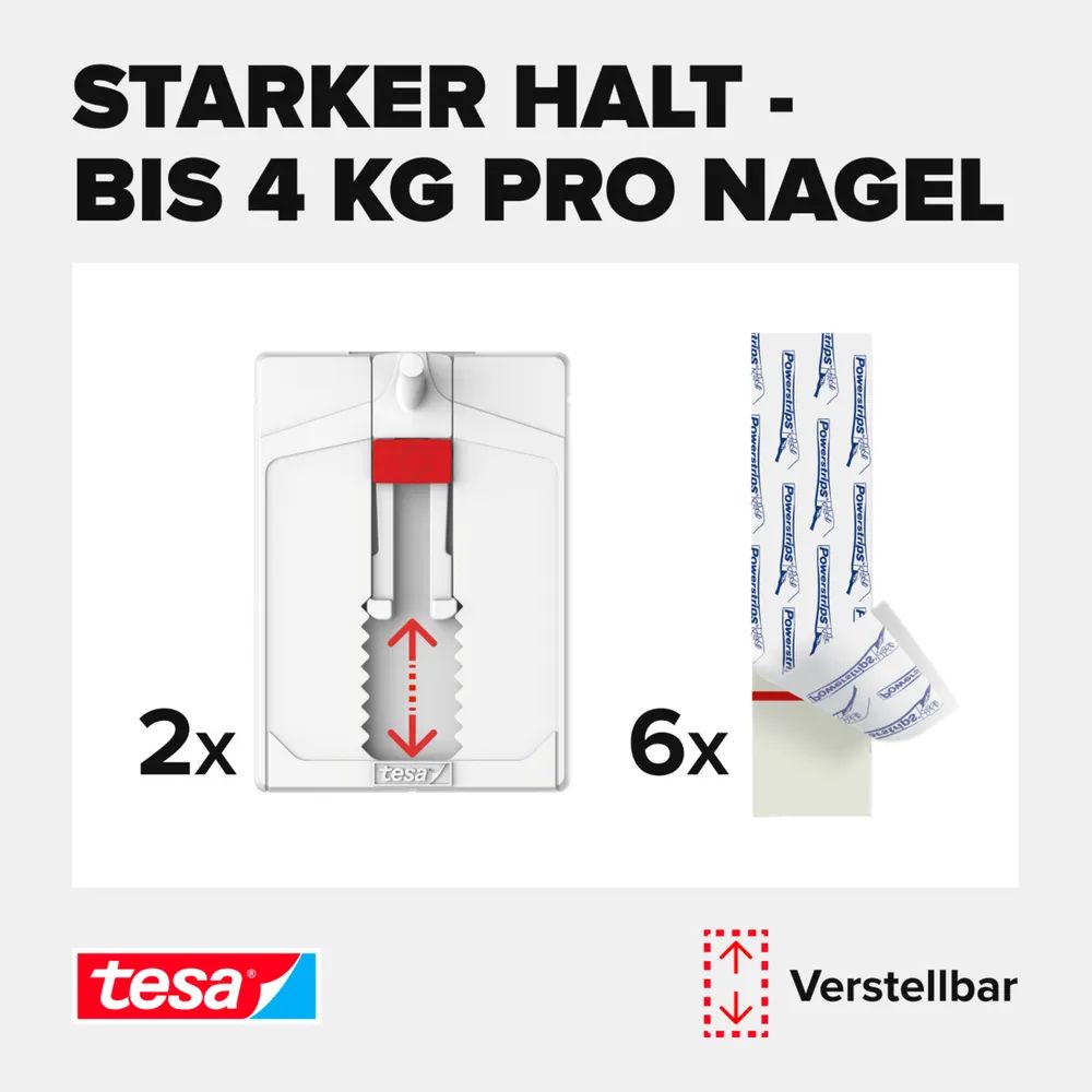 Tesa Powerstrips - Selbstklebender Haken - weiß (Packung mit 2)