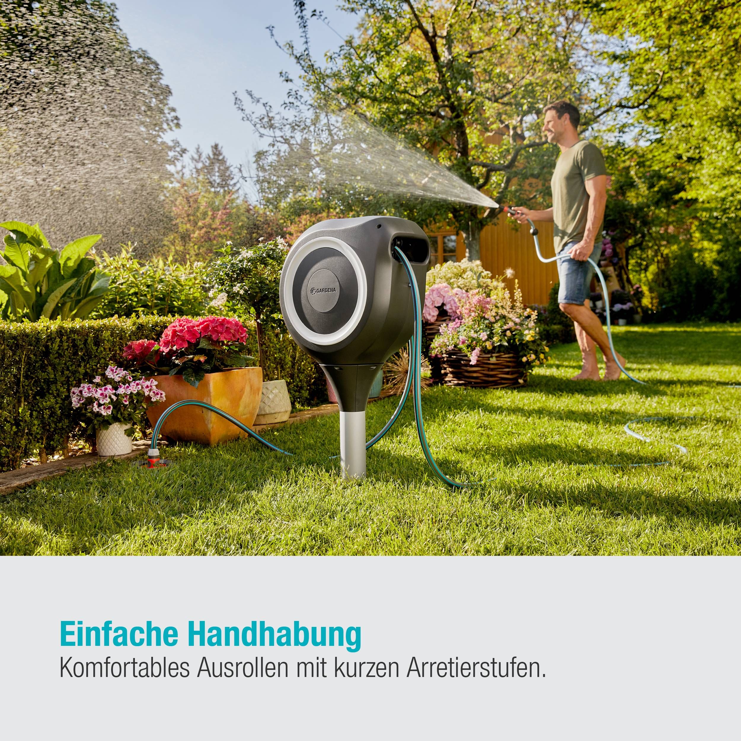 Gardena Garten-Schlauchbox RollUp M, 20 m, weiß