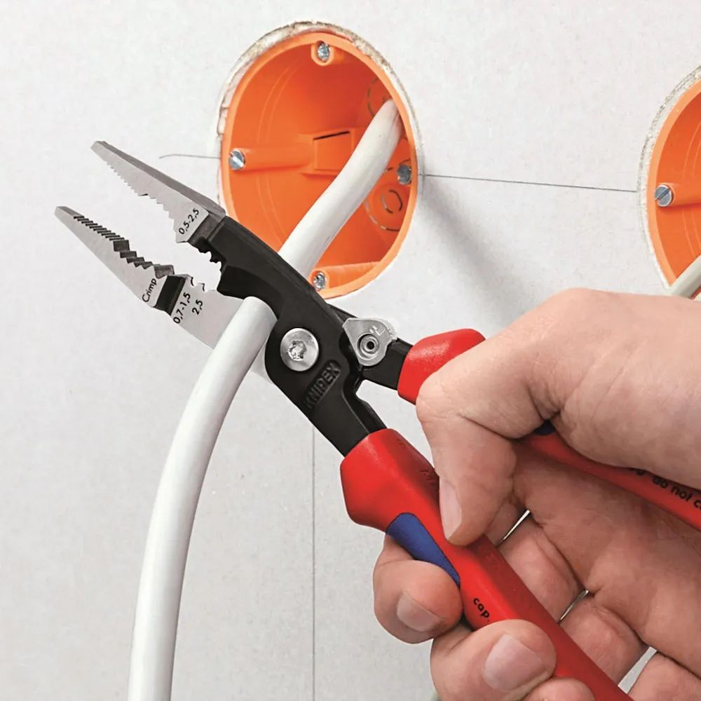 KNIPEX Elektro-Installationszange mit Comfort-Griffen schwarz atramentiert 200 mm