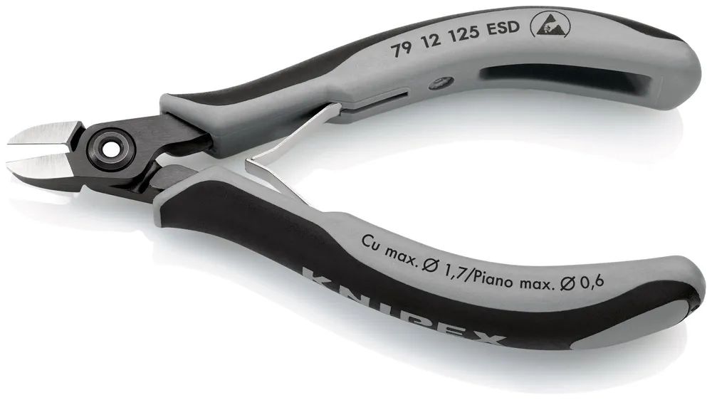 KNIPEX Präzisions-Elektronik-Seitenschneider ESD mit Mehrkomponenten-Hüllen brüniert 125 mm