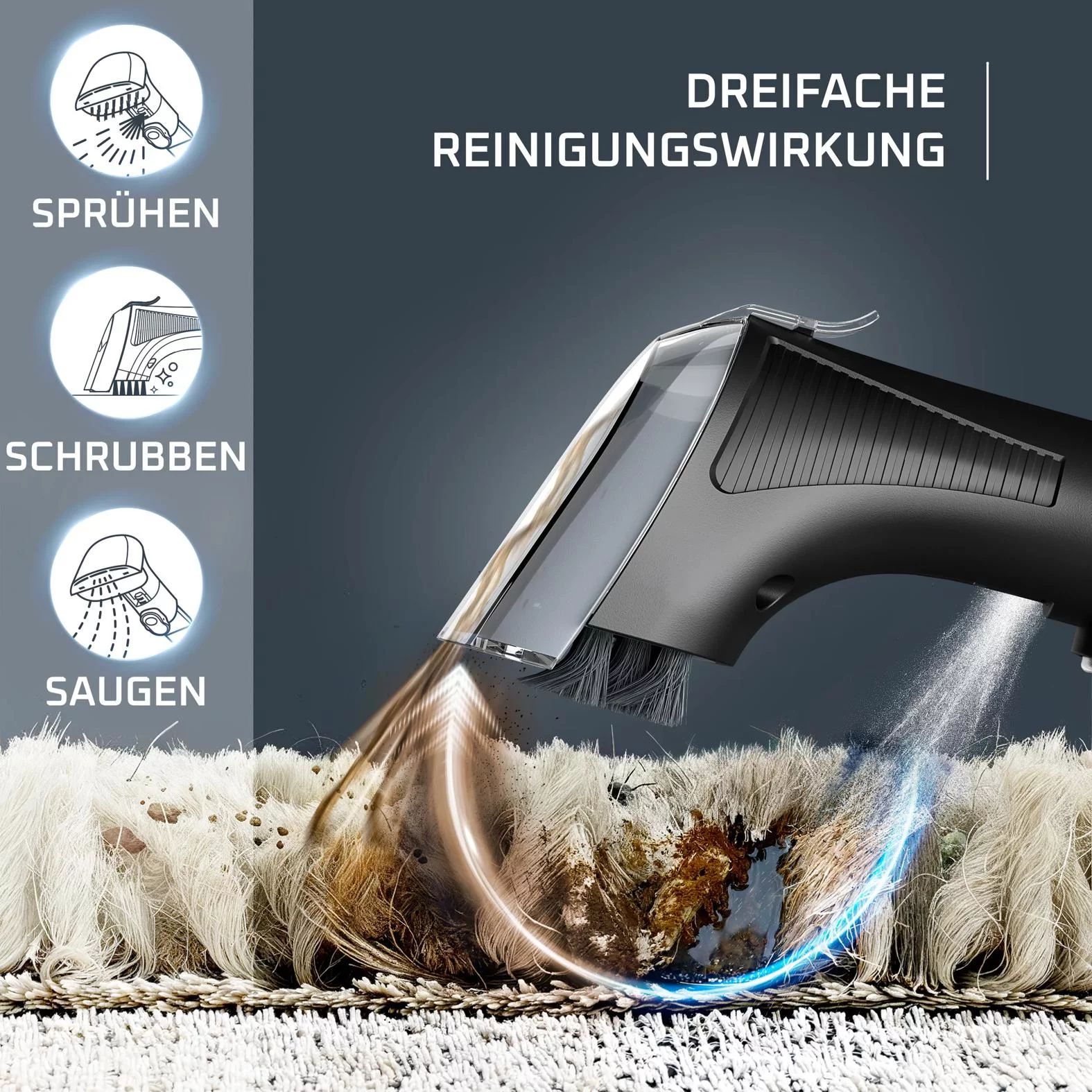 Rowenta IN7020 Fleckenreiniger Clean It Hot & Cold inkl. Zubehör - Rot/Schwarz