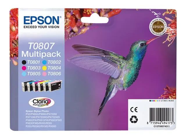 Epson T0807 Multipack - Schwarz, Gelb, Cyan