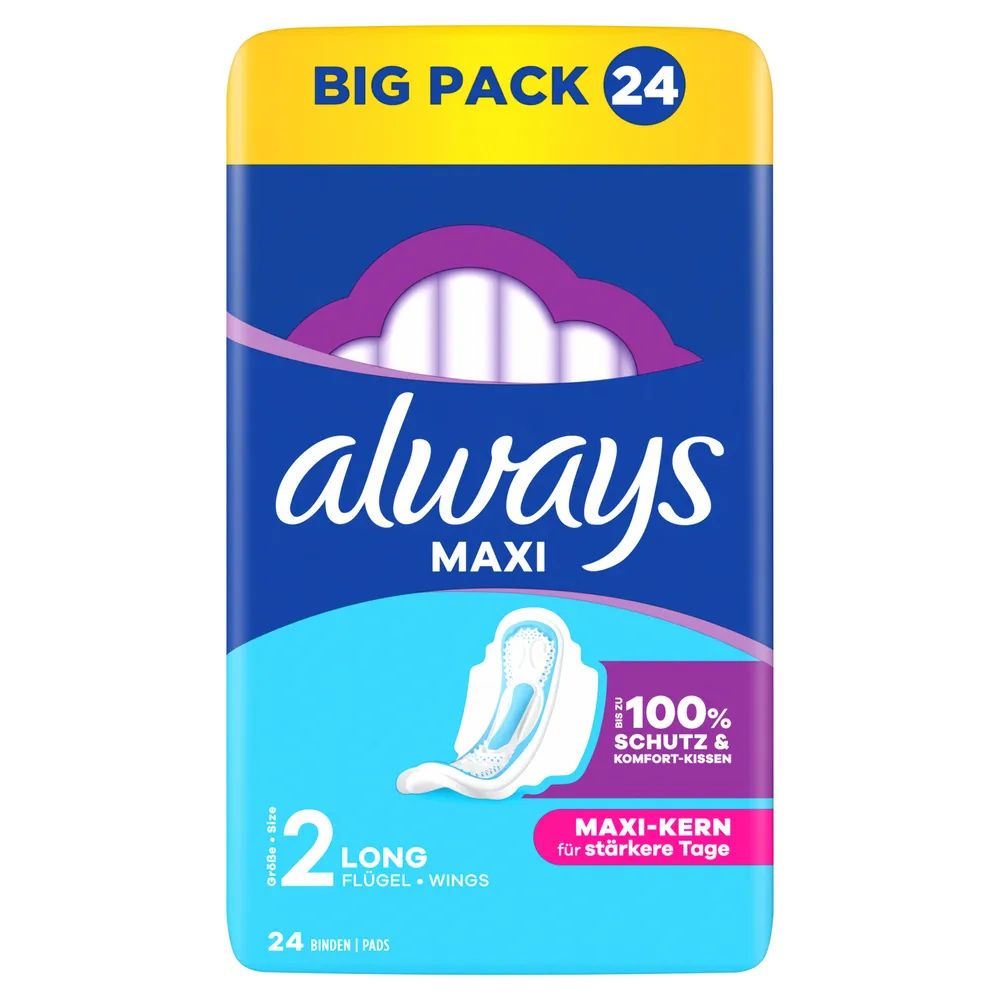 always Maxi Binde Long mit Flügeln BigPack 24