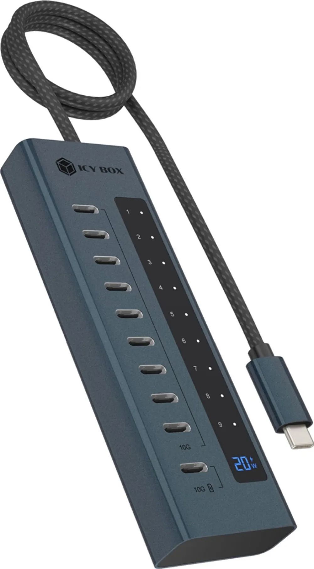 ICY BOX Hub USB-C PD20W 9xUSB-C/1xUSB-C+PD20W bis 10Gbit/s