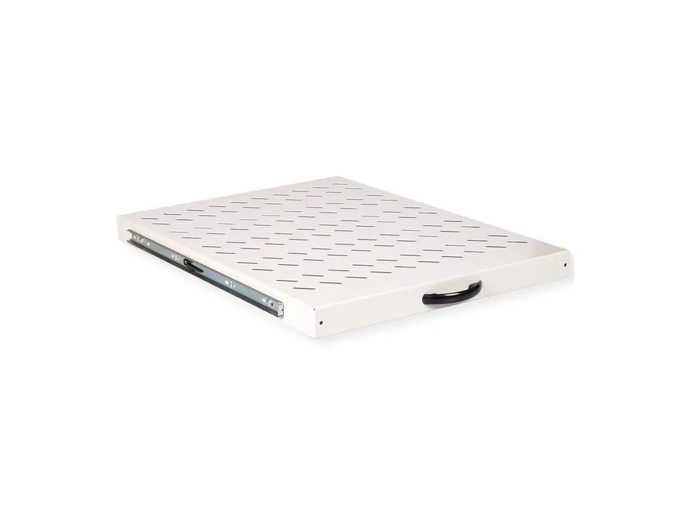 ROLINE Rack-Schieberegal - 550 mm tief, Tragfähigkeit 25 kg - RAL 7035, Hellgrau - 1U - 48.3 cm (19")