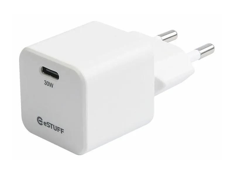 eSTUFF INFINITE - Netzteil - GaN, 100 % recycelter Kunststoff - 30 Watt - 3 A - PD 3.0, Apple Fast Charge, QC 3.0 (24 pin USB-C)