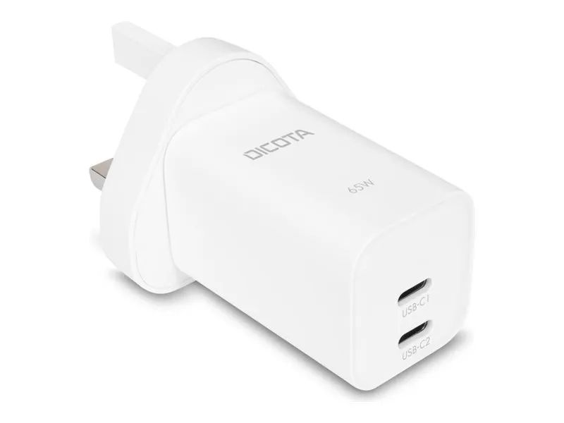 Dicota Netzteil - GaN - 65 watt - 3.25 A - PD 3.0 - 2 Ausgabeanschlussstellen (USB-C)