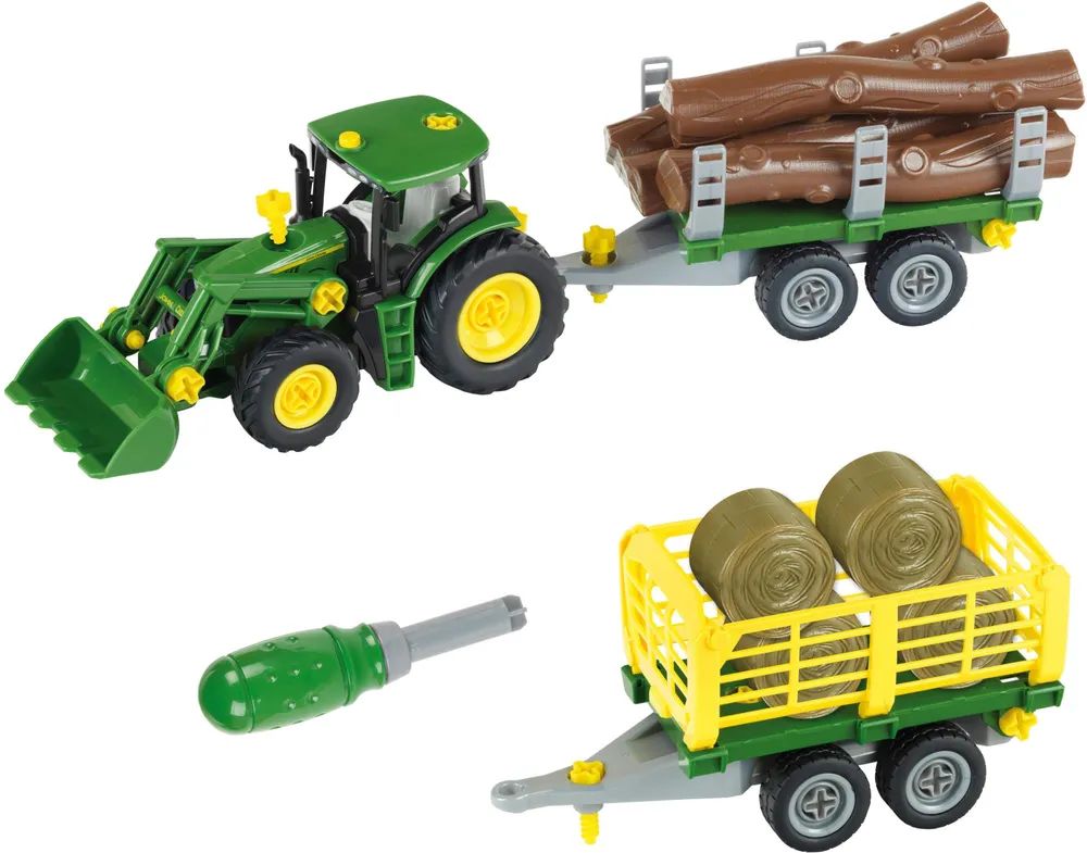 Theo Klein GmbH John Deere Traktor mit Holz u. Heuwagen