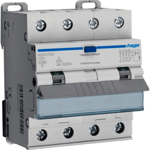 Hager FI-LS 4P 10KA C-25A 30MA A / HAGER ADX475D