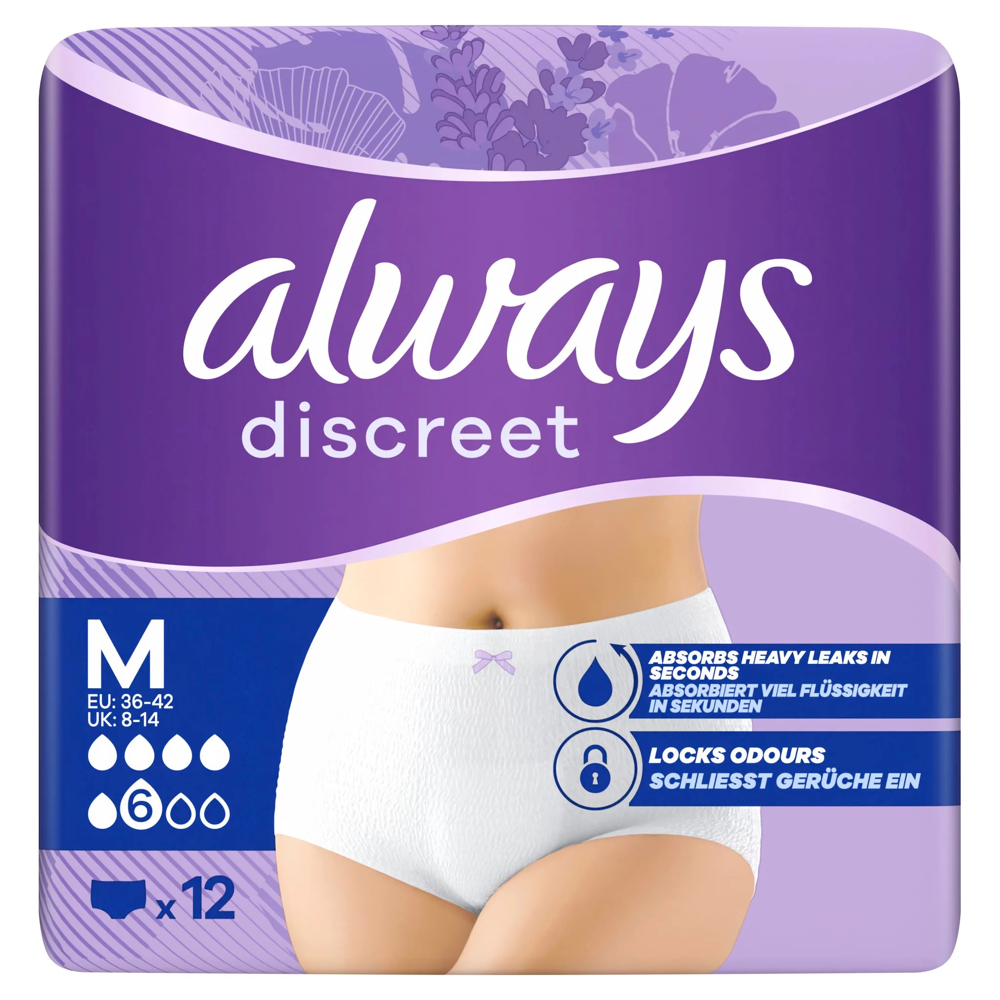 Always Discreet Inkontinenz-Höschen Normal, Größe M, 48 Höschen (4 Packungen x 12 Stück)