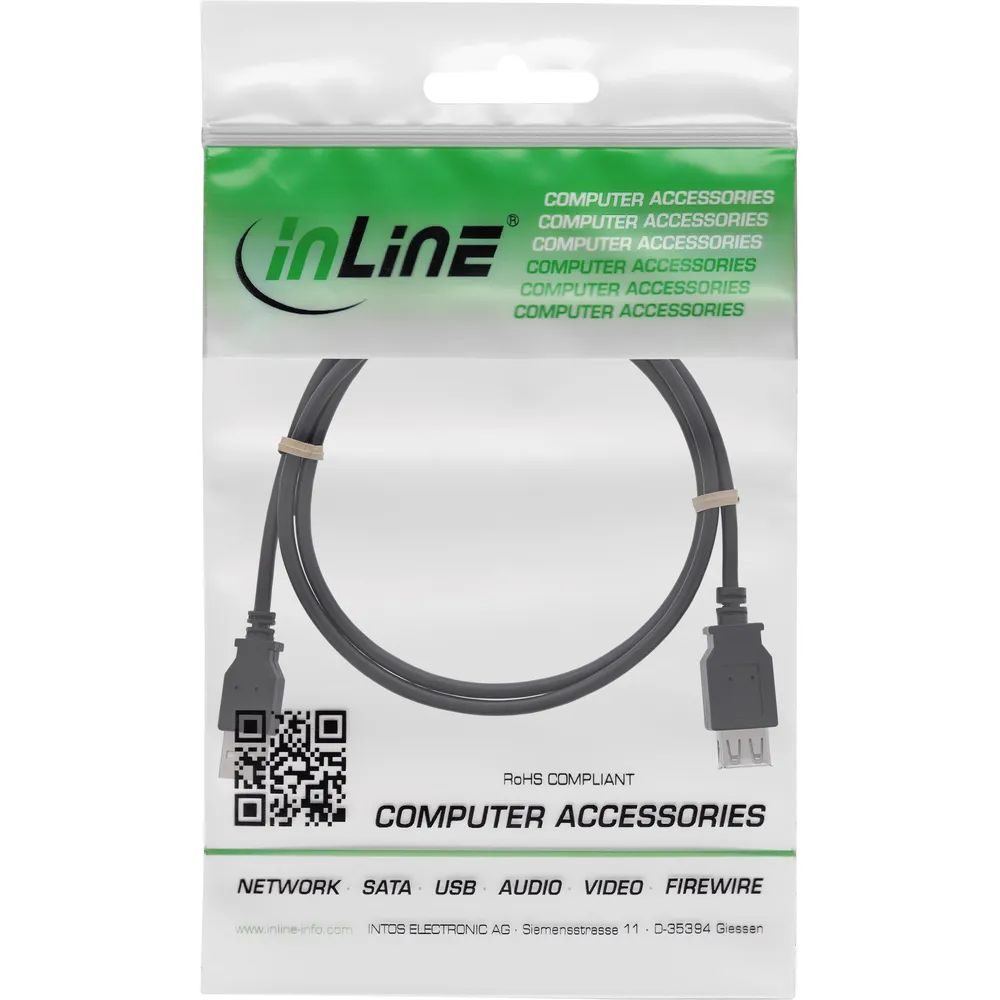 InLine USB 2.0 Verlängerung - Stecker / Buchse - Typ A - schwarz - 0,5m