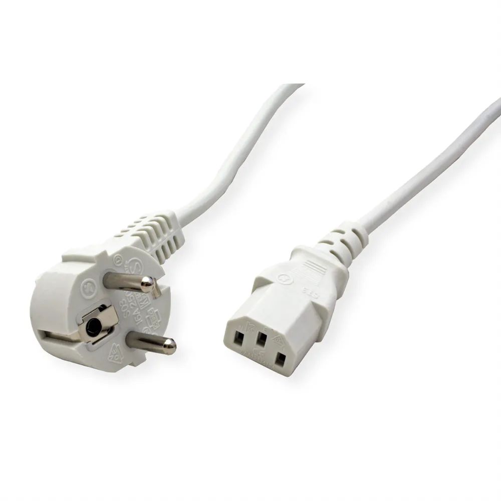 VALUE Netzkabel, CEE7/7-Stecker & IEC-Buchse gerade, weiß, 1,8 m