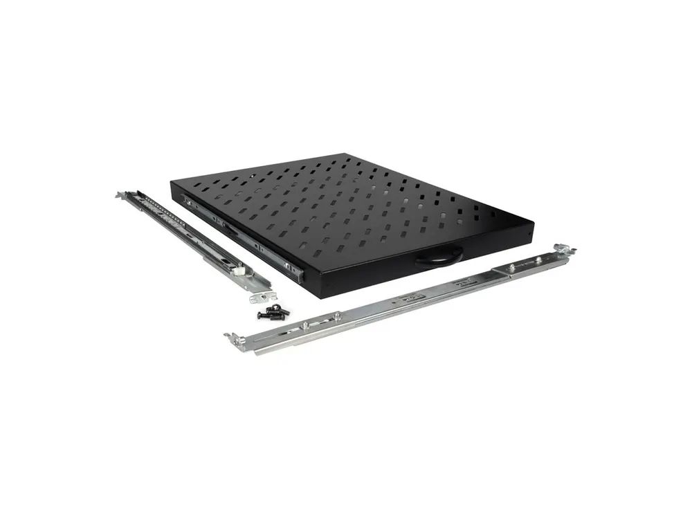 ROLINE Rack-Schieberegal - 550 mm tief, Tragfähigkeit 25 kg - RAL 9005, Jet Black - 1U - 48.3 cm (19")