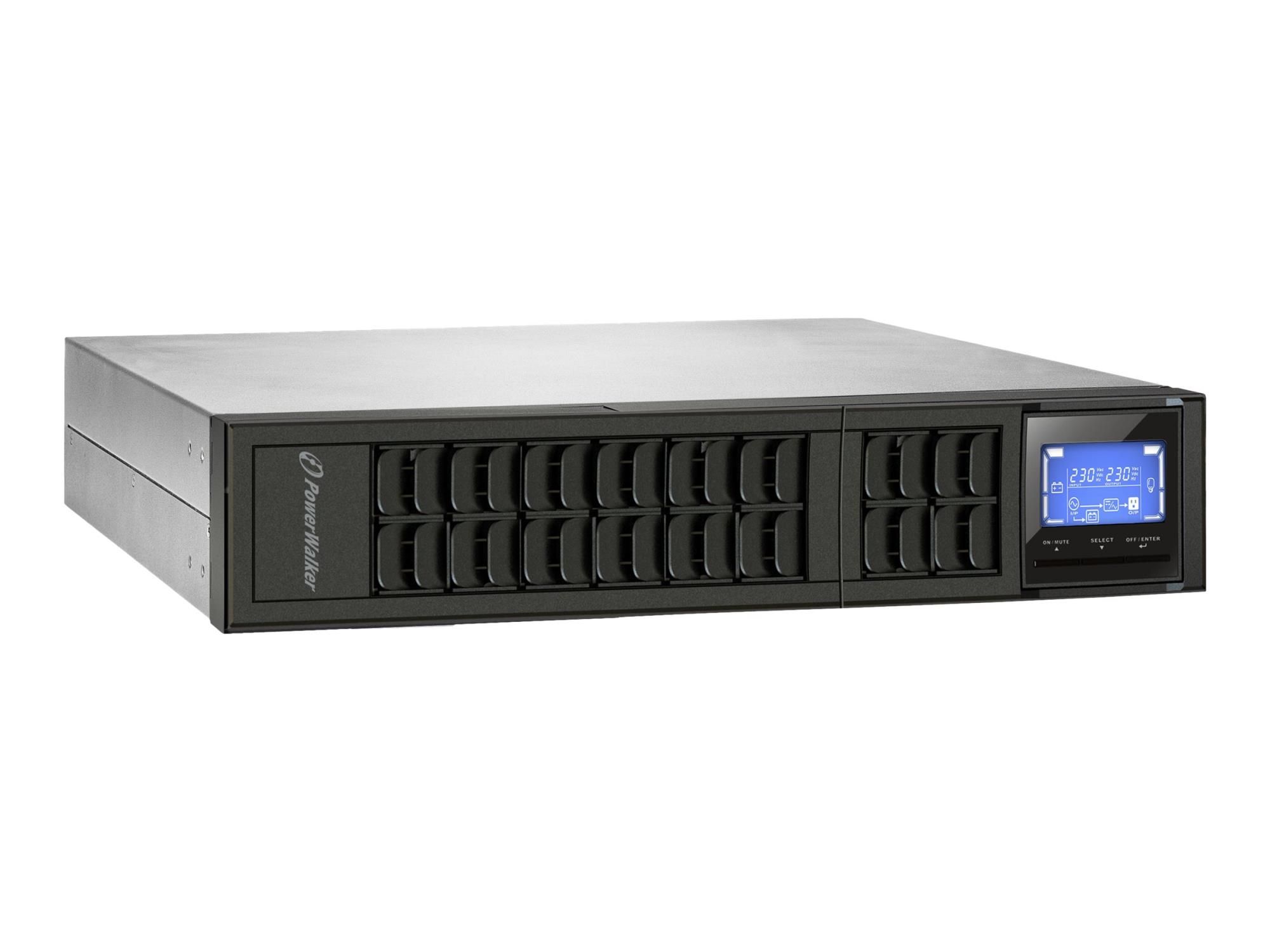 BlueWalker PowerWalker VFI 3000 CRM LCD - USV (in Rack montierbar/extern) - AC 110-300 V - 2400 Watt - 3000 VA - 9 Ah - RS-232, USB - Ausgangsanschlüsse: 4 - 2U - 48.3 cm (19")