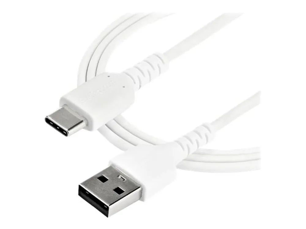 StarTech.com 2m USB-A auf USB-C Ladekabel - Dauerhaftes USB 2.0 auf USB Typ-C Datenübertragungs- und Schnellladekabel - Robuster TPE-Mantel Aramidfaser, M/M, 3A - Weiß (RUSB2AC2MW)