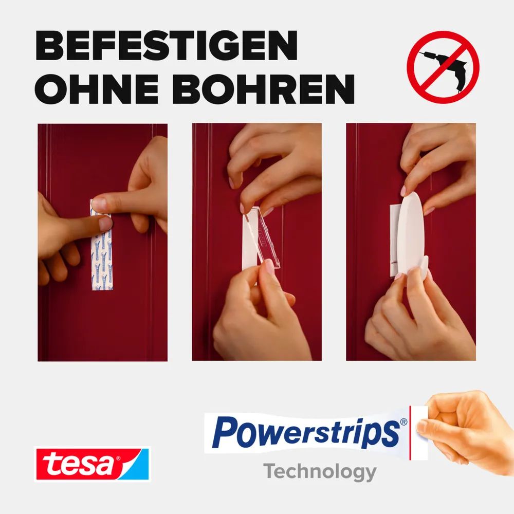 tesa® Powerstrips Klebehaken XL Oval, weiß, 3 kg Halteleistung