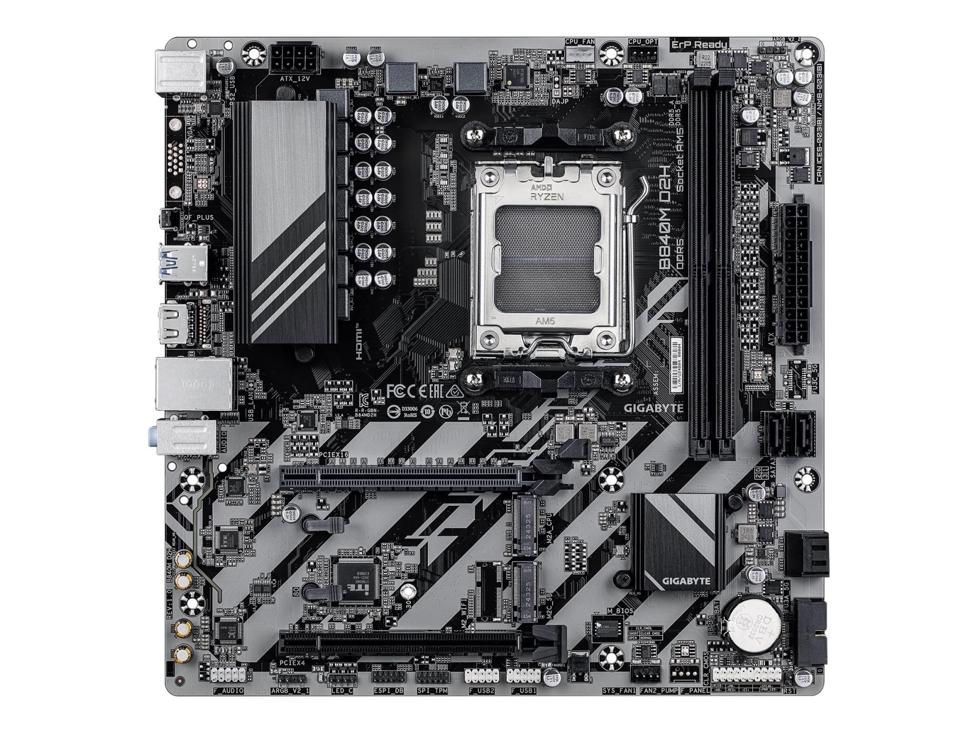 Gigabyte B840M D2H - Motherboard - micro ATX - Socket AM5 - AMD B840 Chipsatz - USB 3.2 Gen 1 - 2.5 Gigabit LAN - Onboard-Grafik (CPU erforderlich)