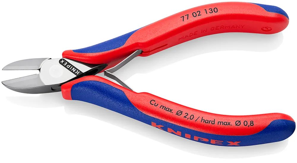 KNIPEX Elektronik-Seitenschneider mit durchgestecktem Gelenk mit Mehrkomponenten-Hüllen 130 mm