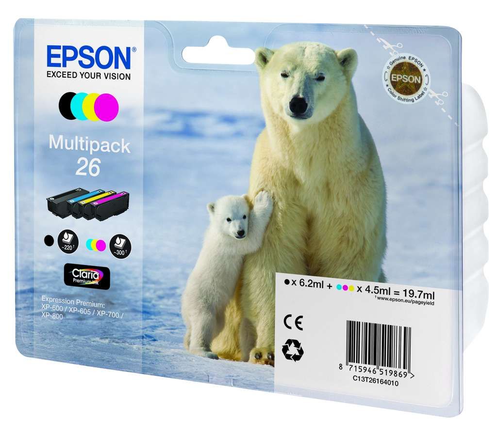 Epson 26 Tinte Eisbär Multi, Standard, 4 Farben