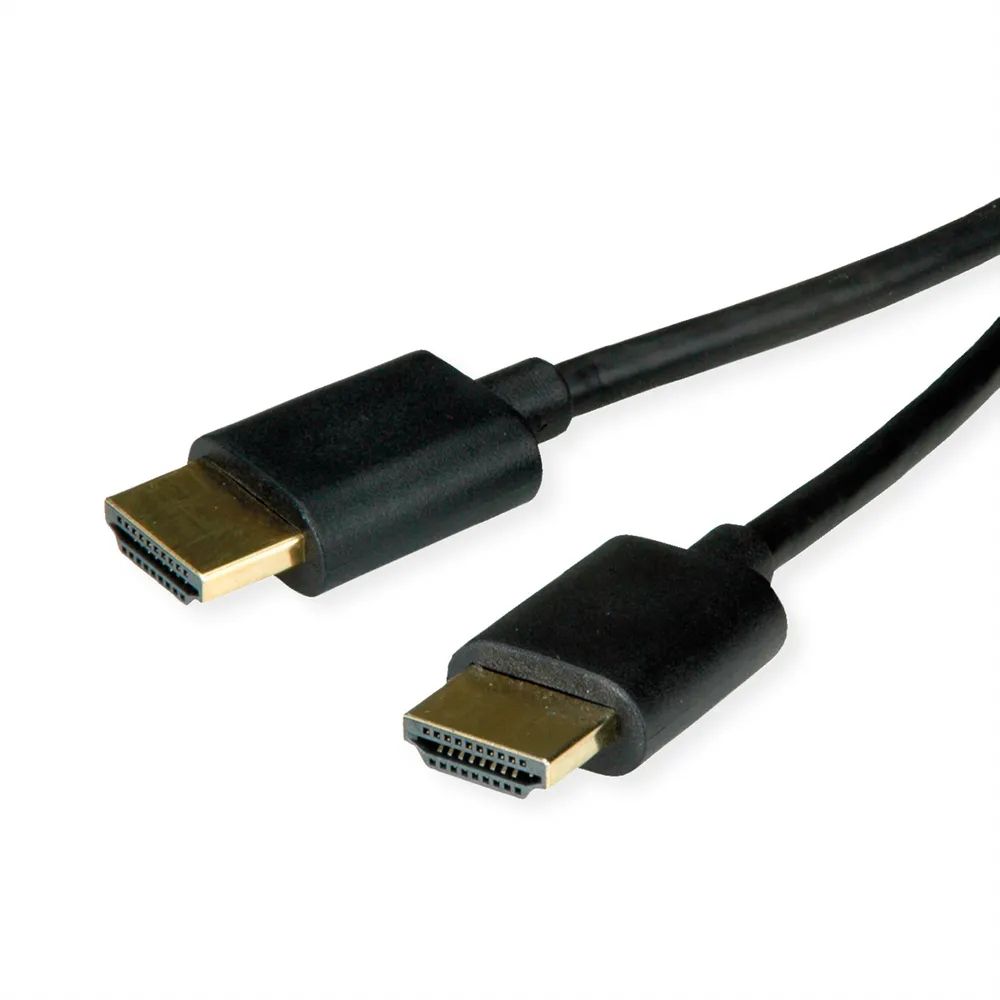 ROLINE Highspeed - HDMI-Kabel mit Ethernet - HDMI männlich zu HDMI männlich - 2 m - Doppelisolierung - Schwarz - unterstützt 4K 60 Hz (3840 x 2160)