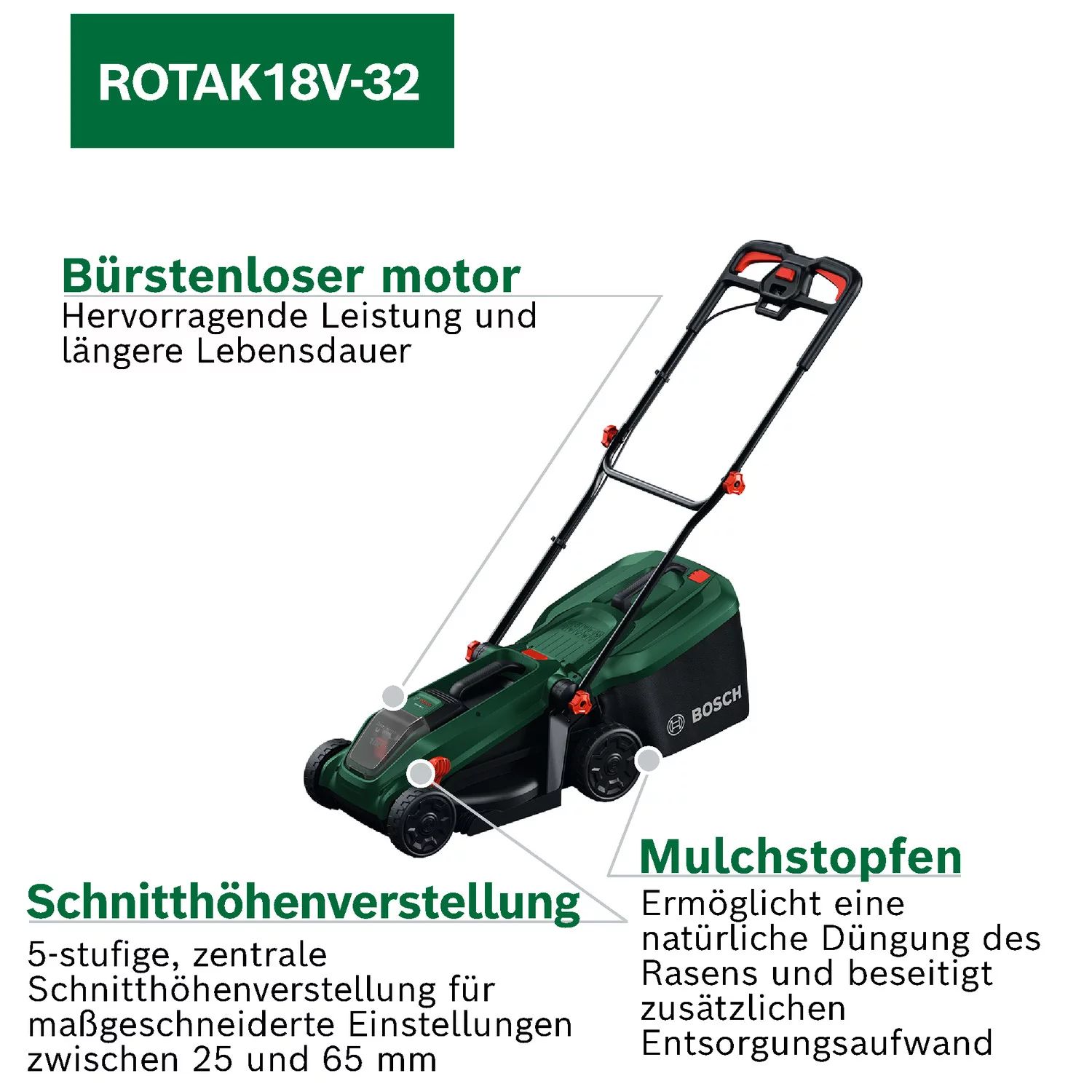Bosch Rotak 18V-32 Akku-Rasenmäher solo